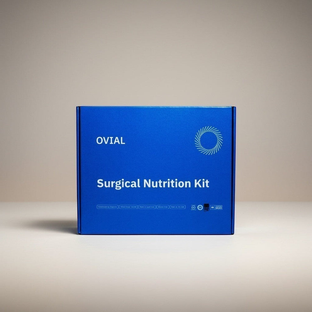 OVIAL Surgical Nutrition Kit, a blue box with white text and a circular logo, designed for post-operative recovery.